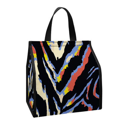Abstract Zebra Pattern Print Insulated Lunch Tote