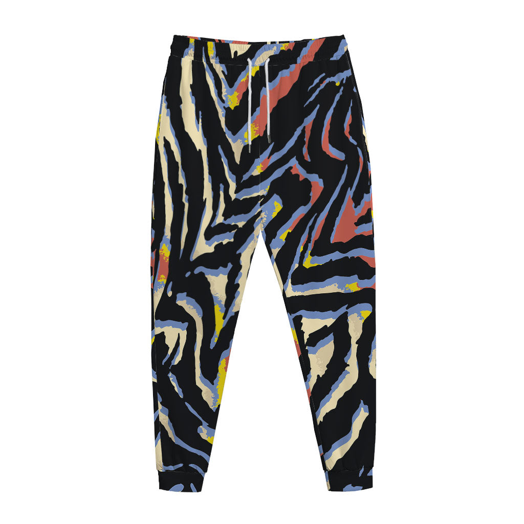 Abstract Zebra Pattern Print Jogger Pants