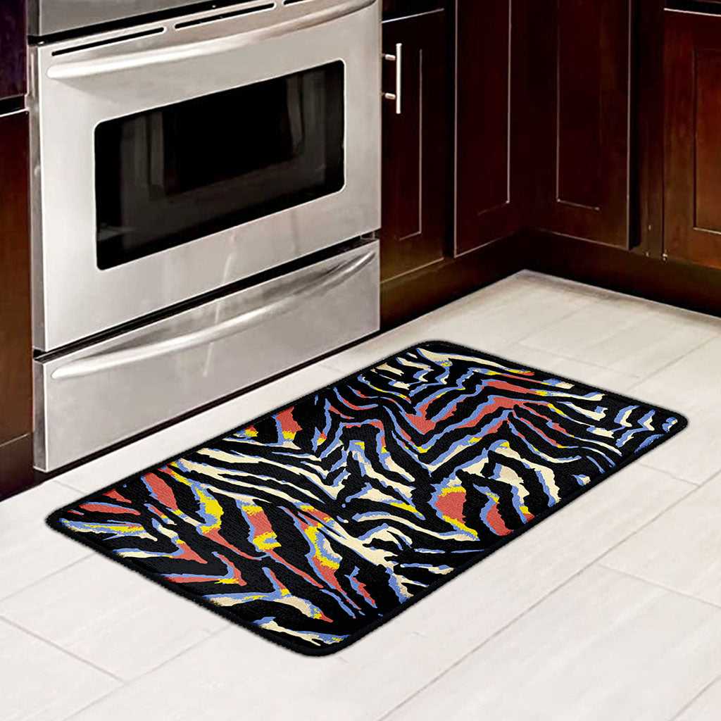 Abstract Zebra Pattern Print Kitchen Mat