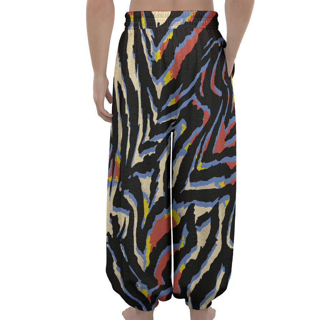 Abstract Zebra Pattern Print Lantern Pants