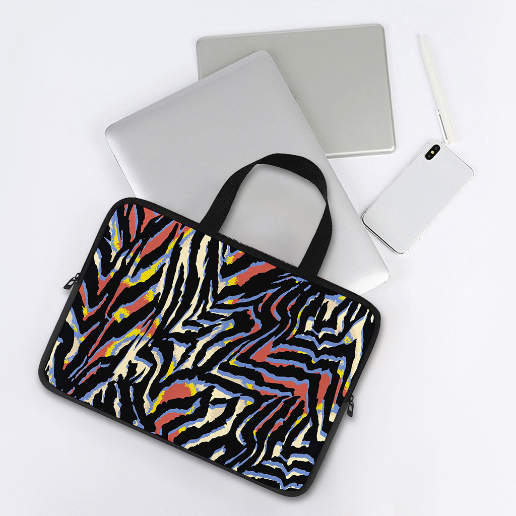 Abstract Zebra Pattern Print Laptop Sleeve With Handle