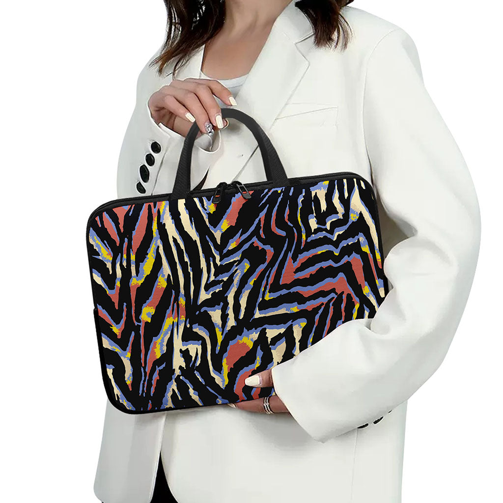 Abstract Zebra Pattern Print Laptop Sleeve With Handle