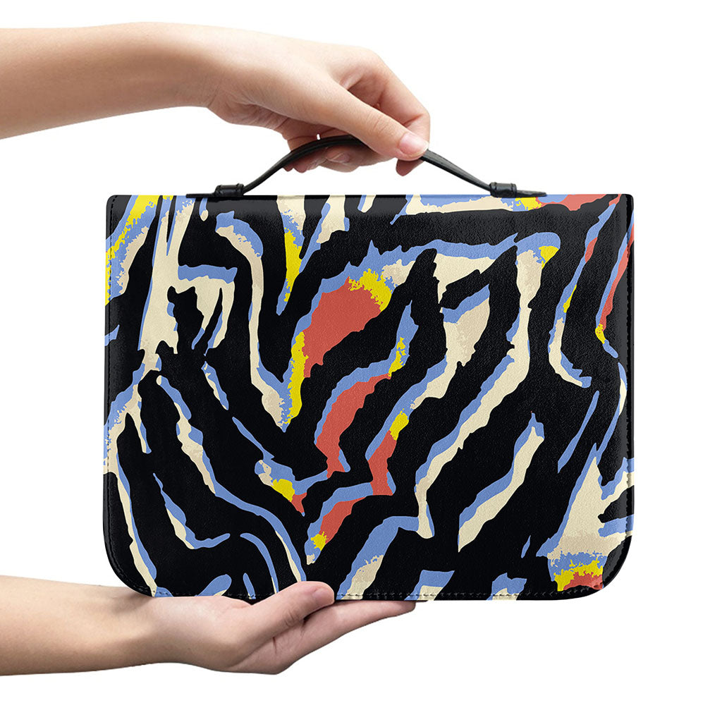 Abstract Zebra Pattern Print Leather Bible Cover