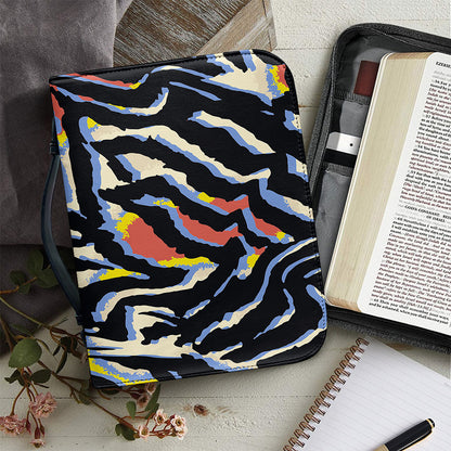 Abstract Zebra Pattern Print Leather Bible Cover
