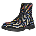 Abstract Zebra Pattern Print Lace-Up Boots