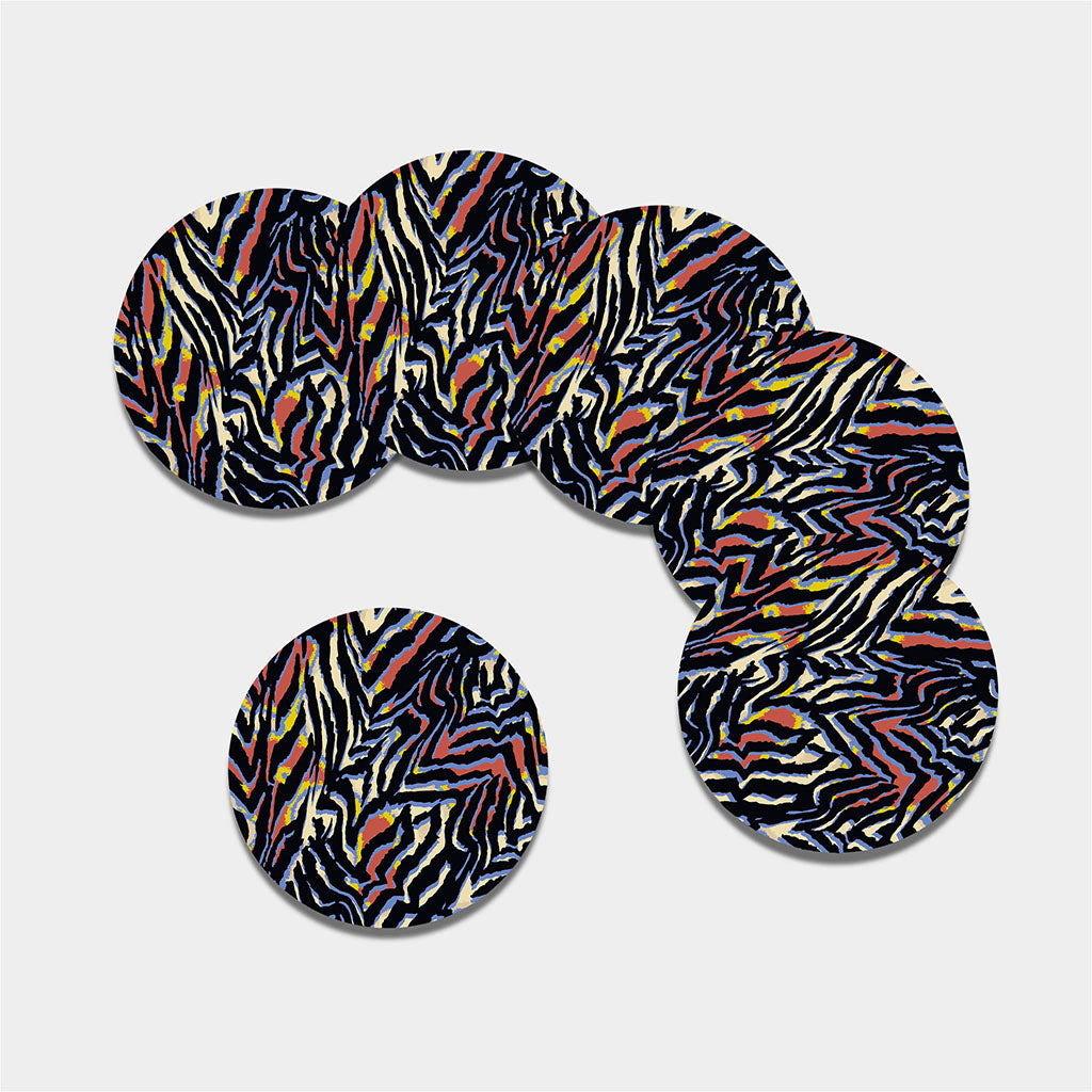 Abstract Zebra Pattern Print Leather Coaster Set