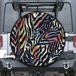 Abstract Zebra Pattern Print Leather Spare Tire Cover