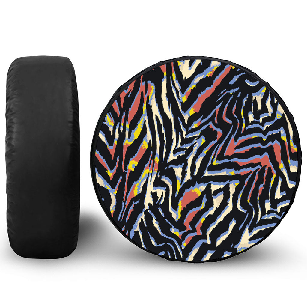 Abstract Zebra Pattern Print Leather Spare Tire Cover