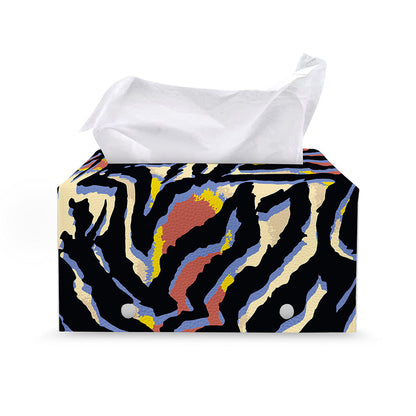 Abstract Zebra Pattern Print Leather Tissue Box Cover