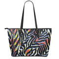 Abstract Zebra Pattern Print Leather Tote Bag With Zipper