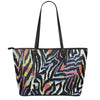 Abstract Zebra Pattern Print Leather Tote Bag