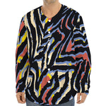 Abstract Zebra Pattern Print Long Sleeve Baseball Jersey