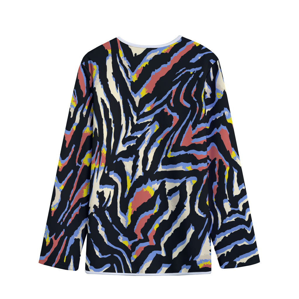 Abstract Zebra Pattern Print Long Sleeve Short Coat