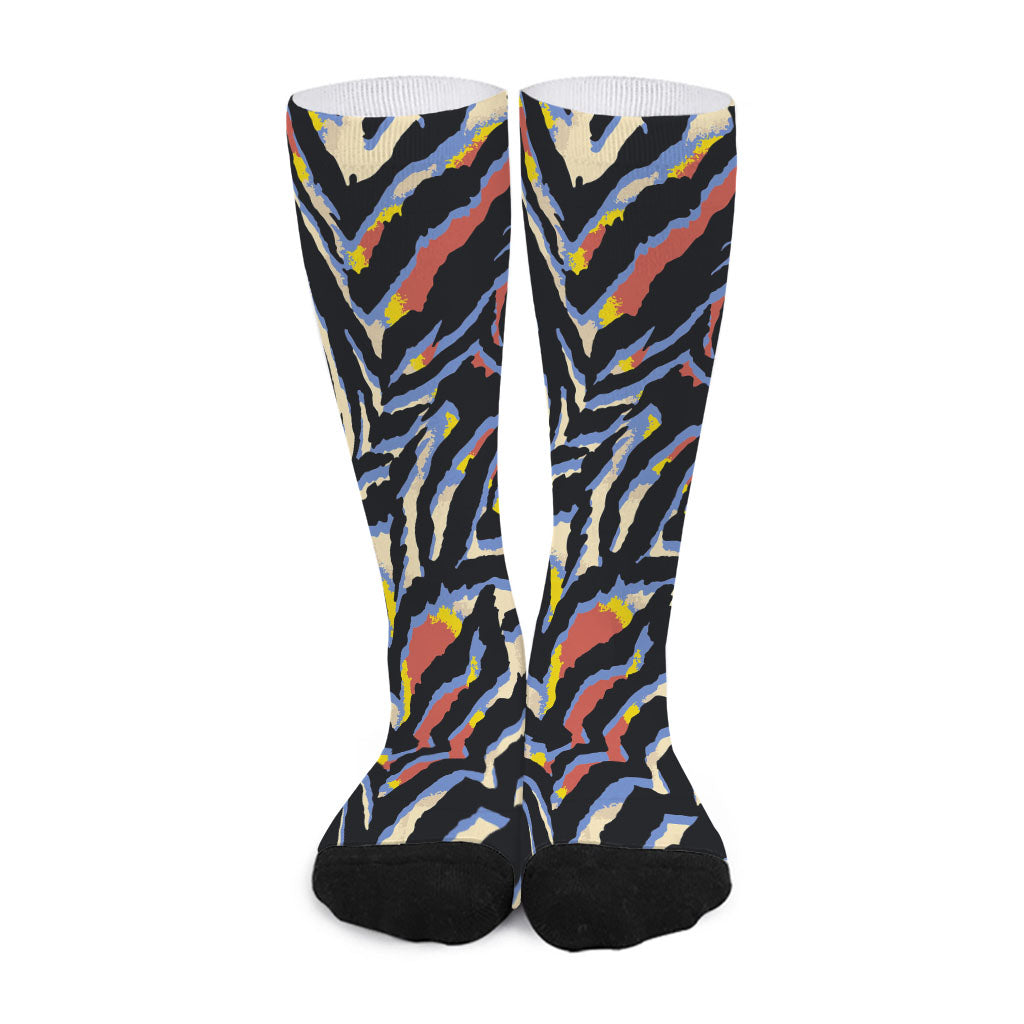 Abstract Zebra Pattern Print Long Socks