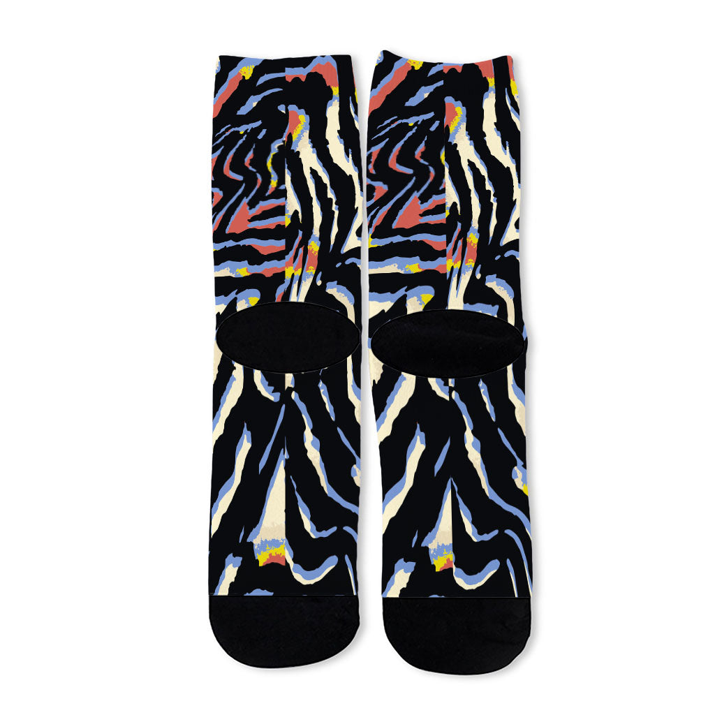 Abstract Zebra Pattern Print Long Socks