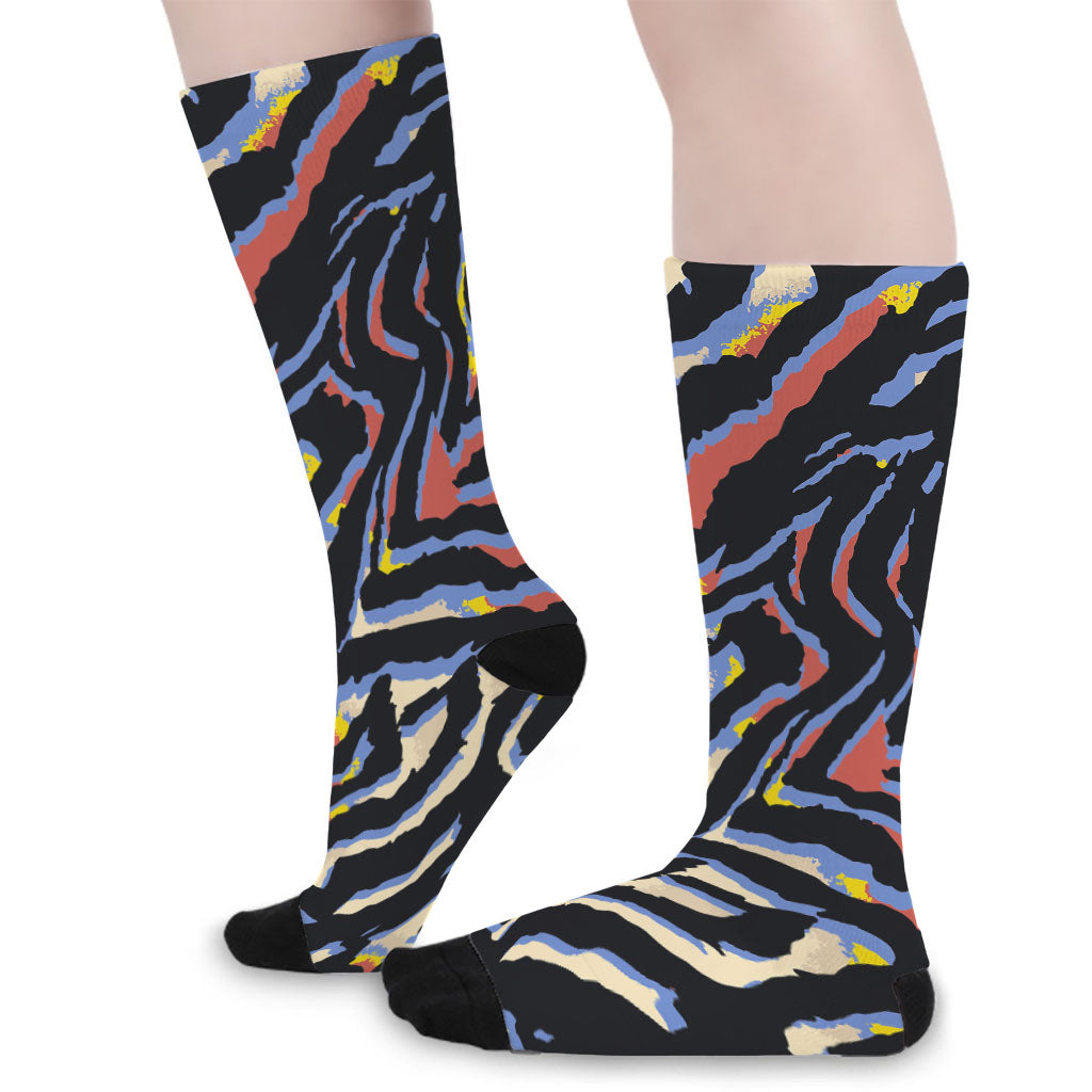 Abstract Zebra Pattern Print Long Socks