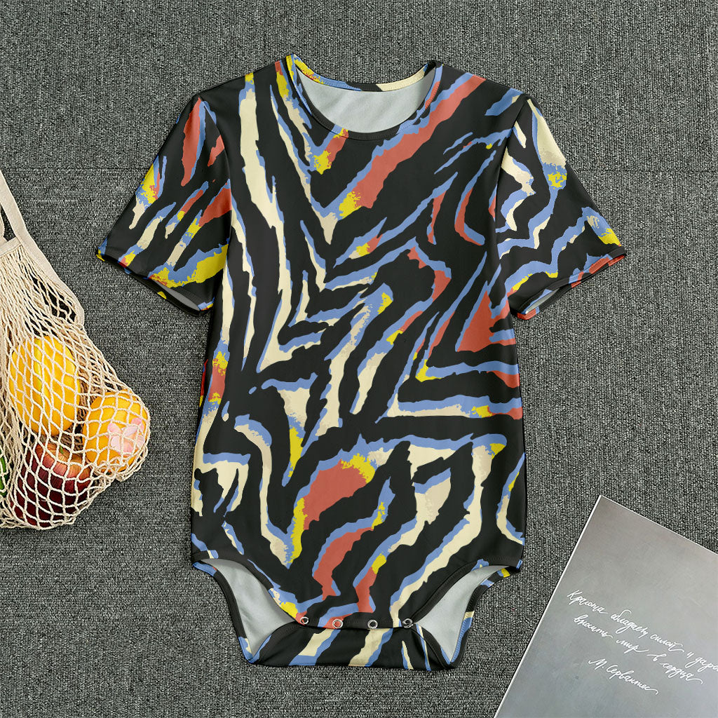 Abstract Zebra Pattern Print Men's Bodysuit