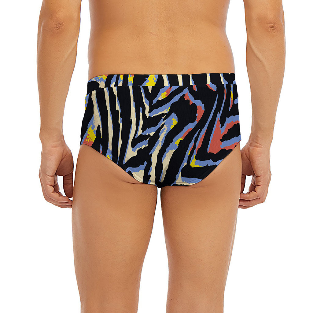 Abstract Zebra Pattern Print Men's Briefs