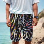 Abstract Zebra Pattern Print Men's Cargo Shorts