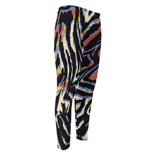 Abstract Zebra Pattern Print Men's Compression Pants