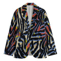 Abstract Zebra Pattern Print Men's Cotton Blazer