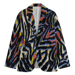 Abstract Zebra Pattern Print Men's Cotton Blazer