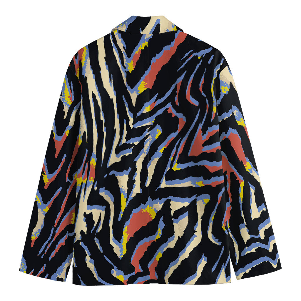 Abstract Zebra Pattern Print Men's Cotton Blazer