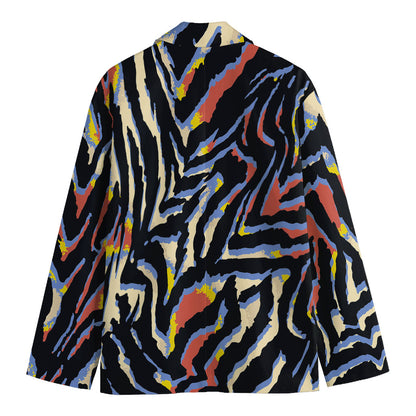 Abstract Zebra Pattern Print Men's Cotton Blazer