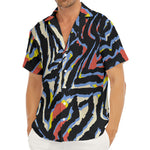 Abstract Zebra Pattern Print Men's Deep V-Neck Shirt