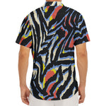 Abstract Zebra Pattern Print Men's Deep V-Neck Shirt
