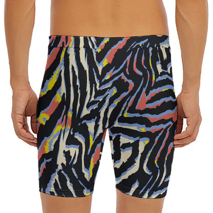 Abstract Zebra Pattern Print Men's Long Boxer Briefs