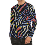Abstract Zebra Pattern Print Men's Long Sleeve Rash Guard