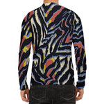 Abstract Zebra Pattern Print Men's Long Sleeve Rash Guard