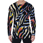 Abstract Zebra Pattern Print Men's Long Sleeve T-Shirt