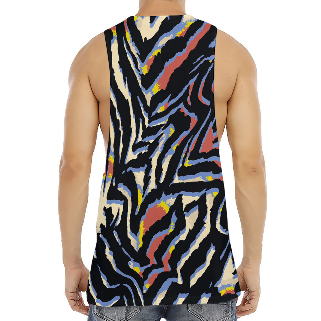 Abstract Zebra Pattern Print Men's Muscle Tank Top