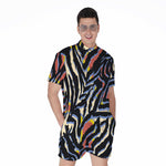 Abstract Zebra Pattern Print Men's Rompers