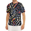 Abstract Zebra Pattern Print Men's Short Sleeve Rash Guard