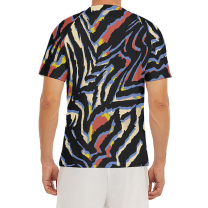Abstract Zebra Pattern Print Men's Short Sleeve Rash Guard