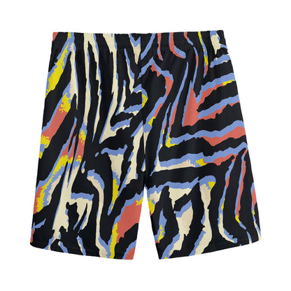 Abstract Zebra Pattern Print Men's Sports Shorts