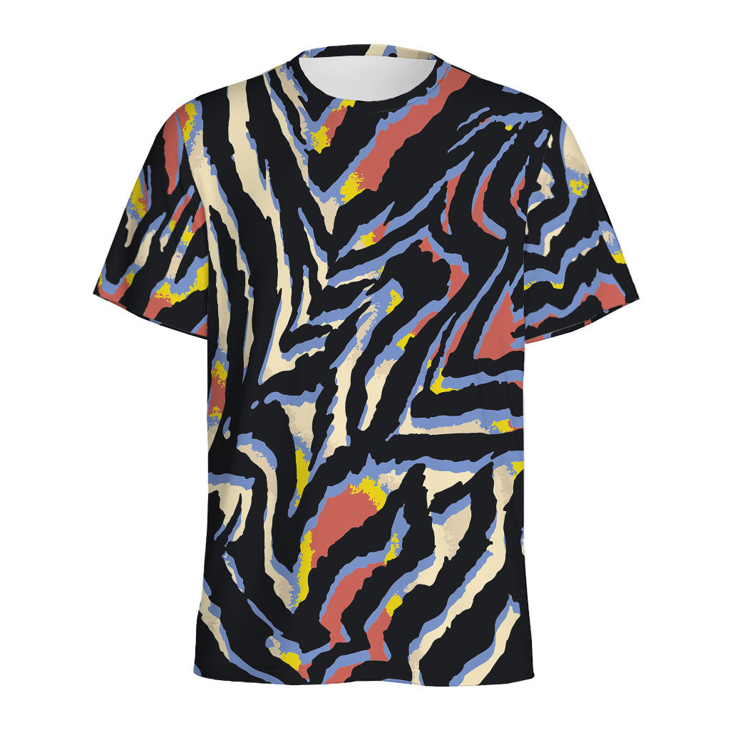 Abstract Zebra Pattern Print Men's Sports T-Shirt