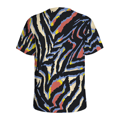 Abstract Zebra Pattern Print Men's Sports T-Shirt