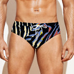 Abstract Zebra Pattern Print Men's Swim Briefs