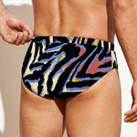 Abstract Zebra Pattern Print Men's Swim Briefs