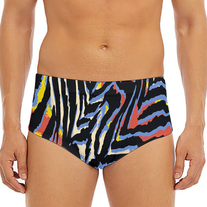 Abstract Zebra Pattern Print Men's Triangle Swim Briefs