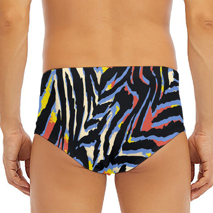 Abstract Zebra Pattern Print Men's Triangle Swim Briefs