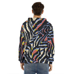 Abstract Zebra Pattern Print Men's Velvet Pullover Hoodie