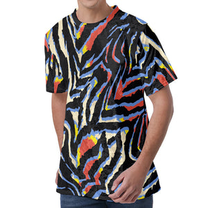 Abstract Zebra Pattern Print Men's Velvet T-Shirt