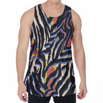 Abstract Zebra Pattern Print Men's Velvet Tank Top