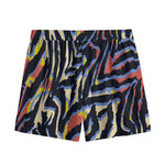 Abstract Zebra Pattern Print Mesh Shorts