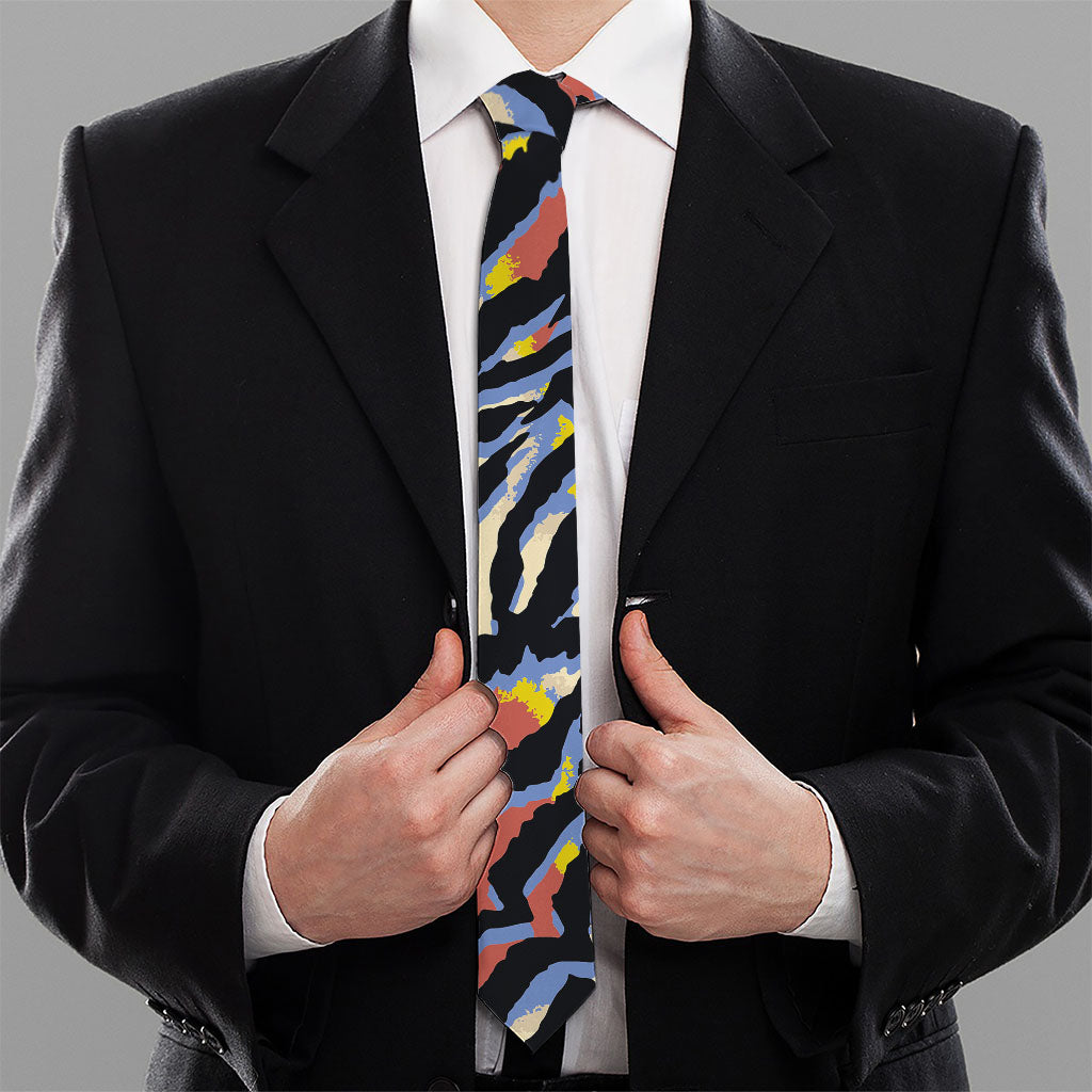 Abstract Zebra Pattern Print Necktie